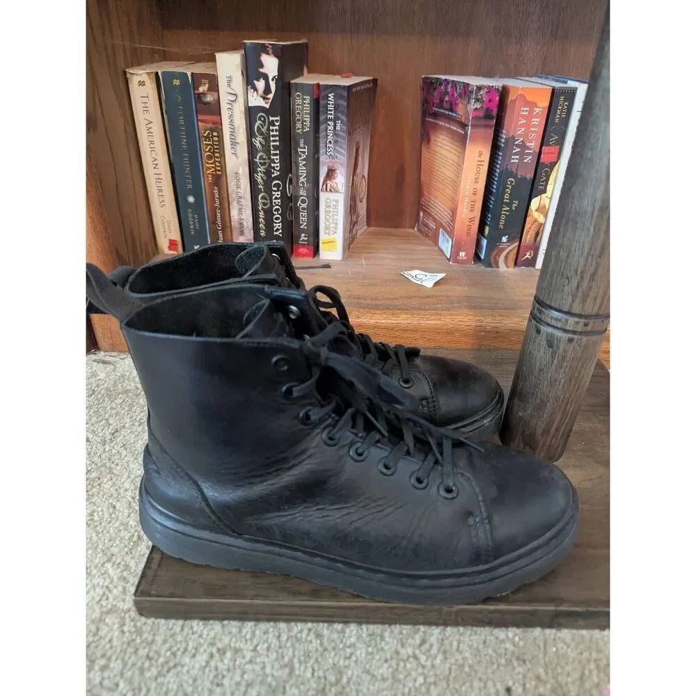 Dr. Martens Men's Size 7 Women's Size 8 Talib Black Leather Ankle Booties Boots